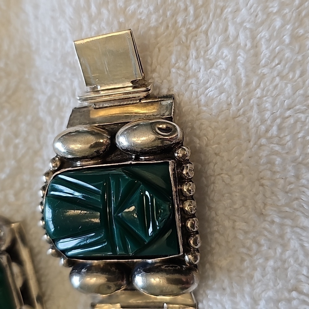 Vintage taxco and jade braclet and earings - Picture 7 of 11
